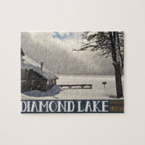 Diamond Lake Winter Marina - No Text Jigsaw Puzzle