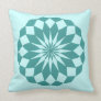 Diamond Mandala in Teal Turquoise Pillow