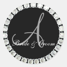 Diamond monogram A customizable seal Round Sticker