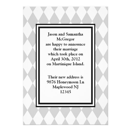 Diamond Monogram Photo Wedding Announcement