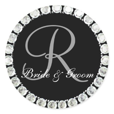 Diamond monogram R customizable seal Stickers