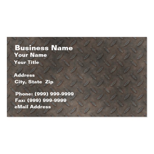 Diamond Plate Background Business Card (front side)