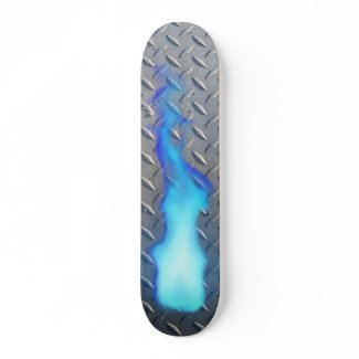 Diamond Plate Blue Flame skateboard