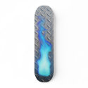 Diamond Plate Blue Flame skateboards by MotorCityThreads Diamond Plate Blue Flame skateboards