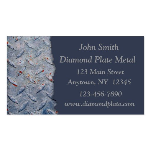 Diamond Plate Metal Business Cards (front side)