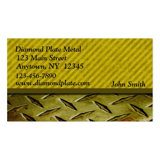 Diamond Plate Metal Gold Business Card Template (front side)