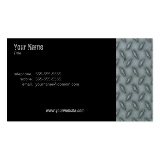 Diamond Plate Steel Business Card Template (front side)