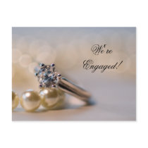 Diamond Ring and Pearls Engagement Announcement postcards by loraseverson Diamond Ring and Pearls Engagement Announcement postcards