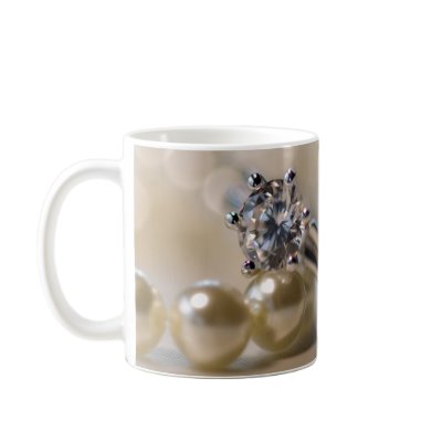 Diamond Ring and Pearls Wedding Coffee Mug