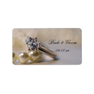 Diamond Ring and Pearls Wedding Labels