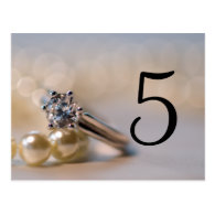 Diamond Ring and Pearls Wedding Table Numbers Post Card