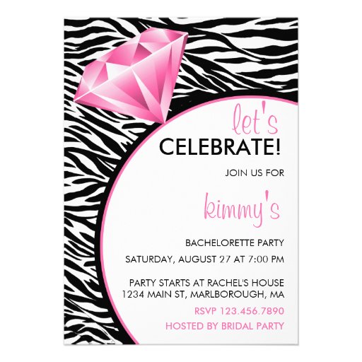 Diamond Ring Bling Bachelorette Party Invites
