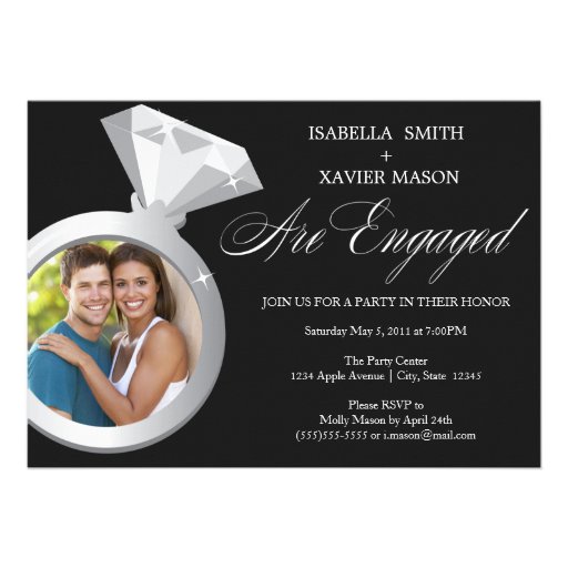 Diamond Ring Engagement Party Invite (Photo) (front side)