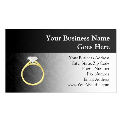 Diamond Ring on Black Business Cards (front side)