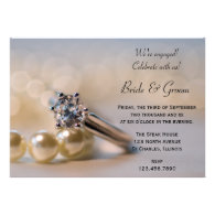 Diamond Ring & Pearls Engagement Party Invitation