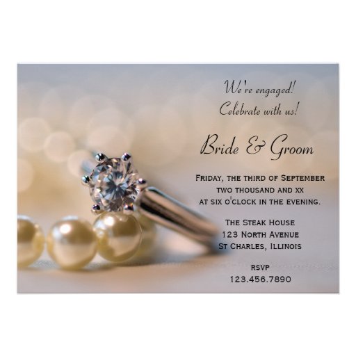 Diamond Ring & Pearls Engagement Party Invitation
