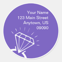 Diamond Ring Silhouette Address Label (Purple) Stickers