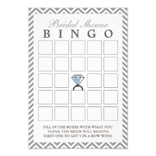 Diamond Ring Silver Zigzag Bridal Bingo Cards