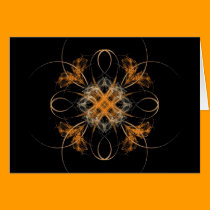 Diamond Shaped Orange and White Fractal Art cards