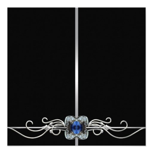 Diamond Silver Black Photo Sweet Sixteen Birthday Custom Announcements