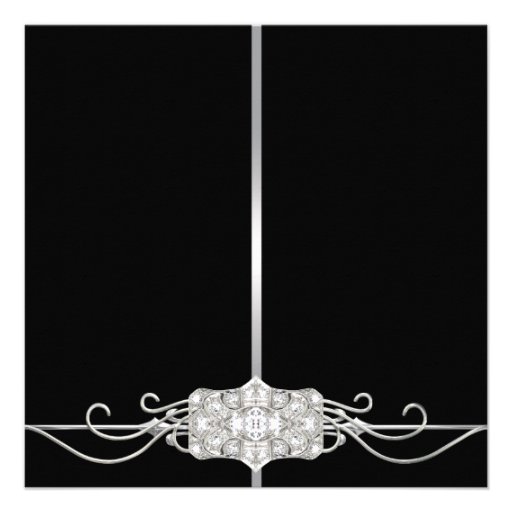 Diamond Silver Black Photo Sweet Sixteen Birthday Personalized Invite