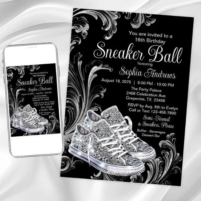 Diamond Sneaker Ball Birthday Party Invitation Zazzle