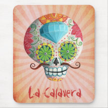 Diamond Sugar Skull with Mustaches Mousepads