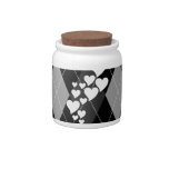 Diamond Swirling Hearts Argyle (Black And White) Candy Jars