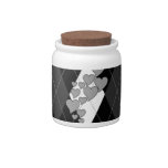 Diamond Swirling Hearts Argyle (Black And White) Candy Dish