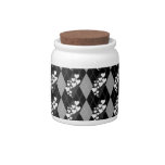 Diamond Swirling Hearts Argyle (Black And White) Candy Jar