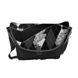 Diamond Swirling Hearts Argyle (Black And White) Commuter Bag