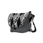Diamond Swirling Hearts Argyle (Black And White) Messenger Bags