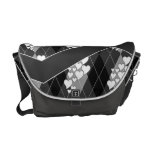 Diamond Swirling Hearts Argyle (Black And White) Commuter Bags