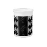 Diamond Swirling Hearts Argyle (Black And White) Drink Pitchers