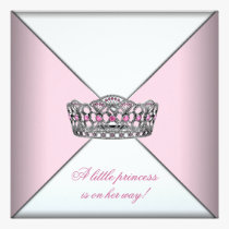 Diamond Tiara Pink Princess Baby Shower invitations