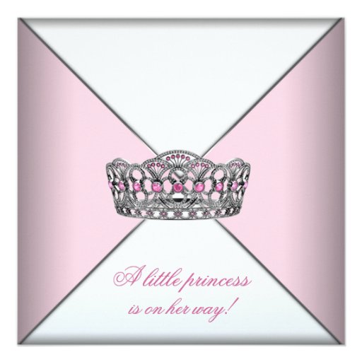 Diamond Tiara Pink Princess Baby Shower Custom Invites