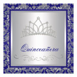 Diamond Tiara Royal Navy Blue Quinceanera Invite