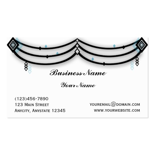 Diamond Valance in Black and Aqua Business Card (front side)