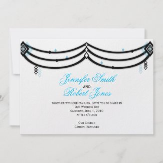 Diamond Valance in Black and Aqua Invitation invitation