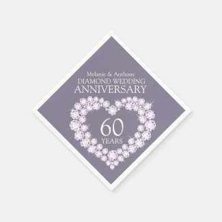 Diamond Wedding Anniversary heart name napkins Disposable Napkin