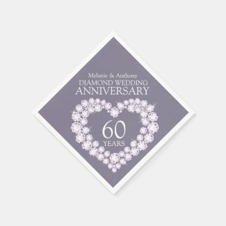 Diamond Wedding Anniversary heart name napkins Disposable Napkin