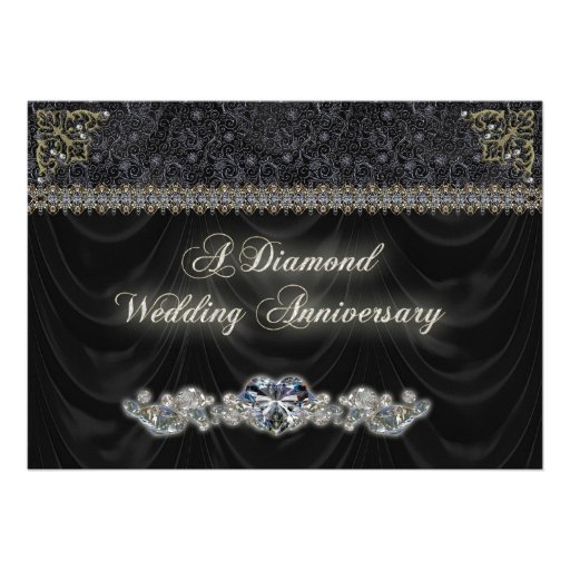Diamond Wedding Anniversary Invitation Card (front side)