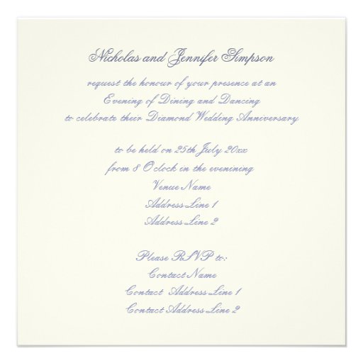 Diamond Wedding Anniversary with Diamond Broach Personalized Invite