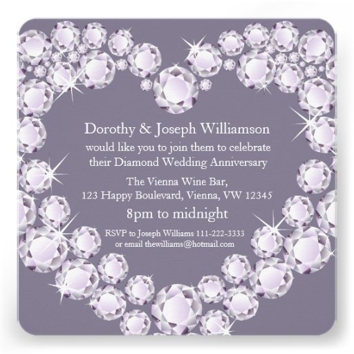 Diamond wedding diamonds heart 60 party invite
