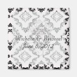 diamond white black damask elegance fridge magnets