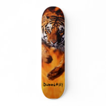 Diamondality Flaming tiger skateboard by diamondality Diamondality Flaming tiger skateboard