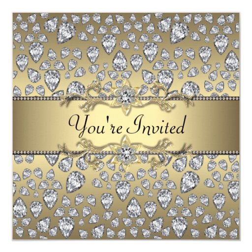 Diamonds Black and Gold All Occasion Party Card Zazzle