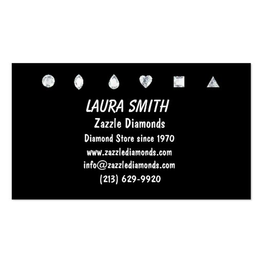 Diamonds-Black Business Card Template (front side)