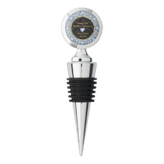 Diamonds, Black & Gold 50th Wedding Anniversary Wine Stopper