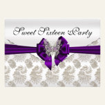 Diamonds Damask and Butterfly Sweet Sixteen invitations